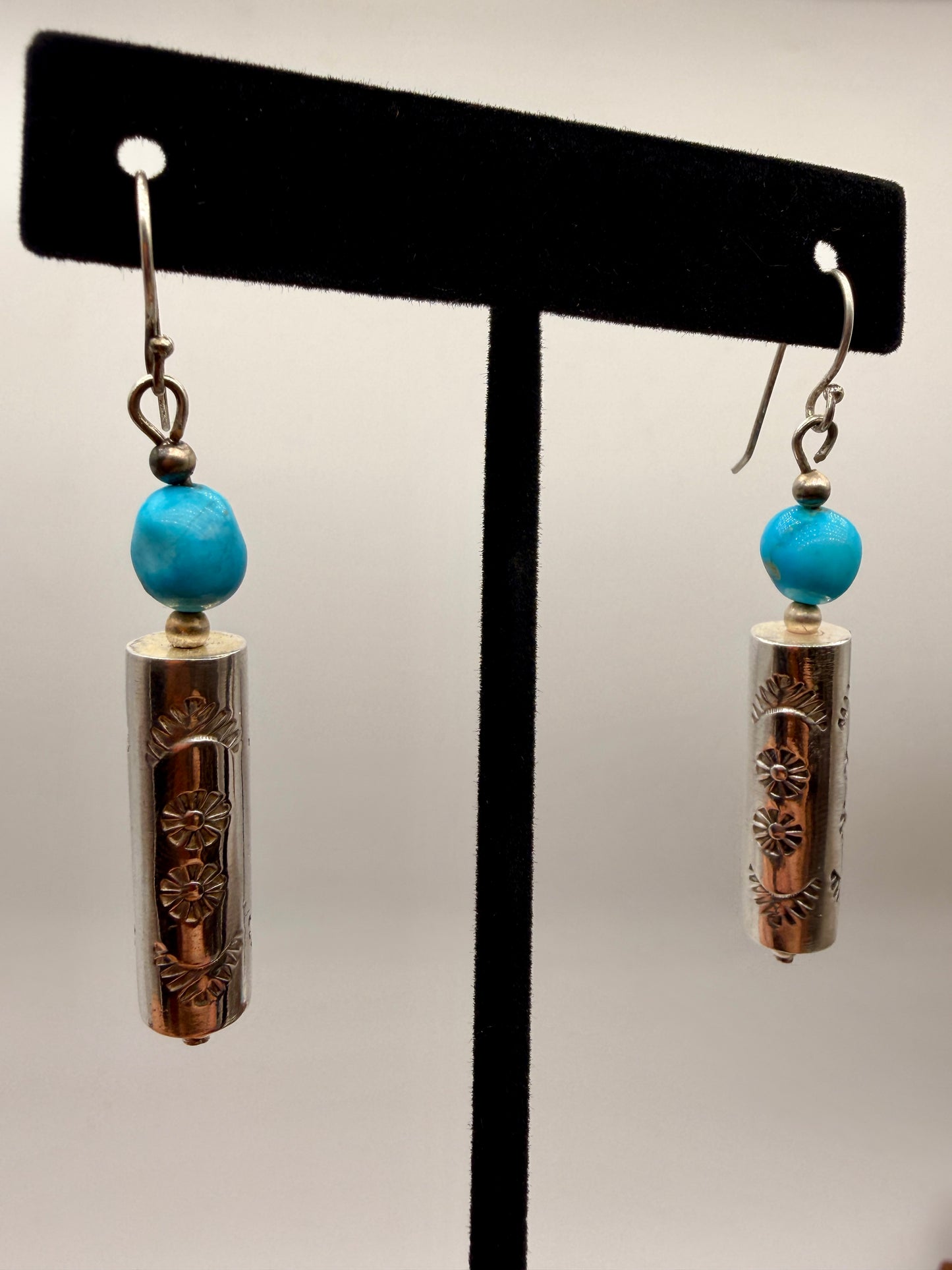 White Water Turquoise Spirit Whistle Dangle Earrings