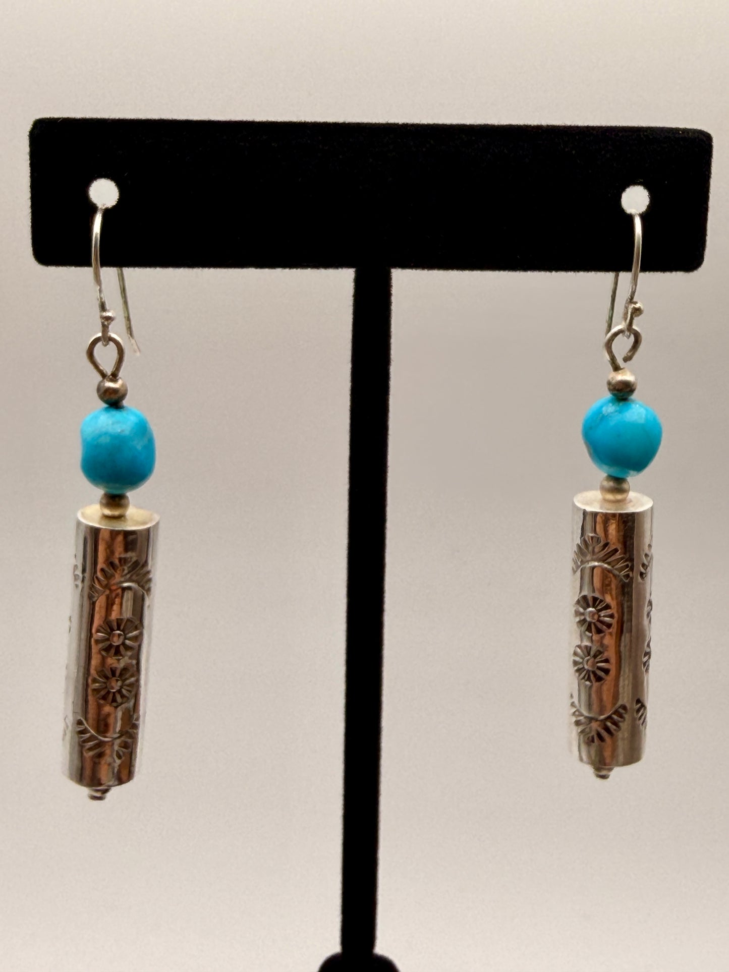 White Water Turquoise Spirit Whistle Dangle Earrings