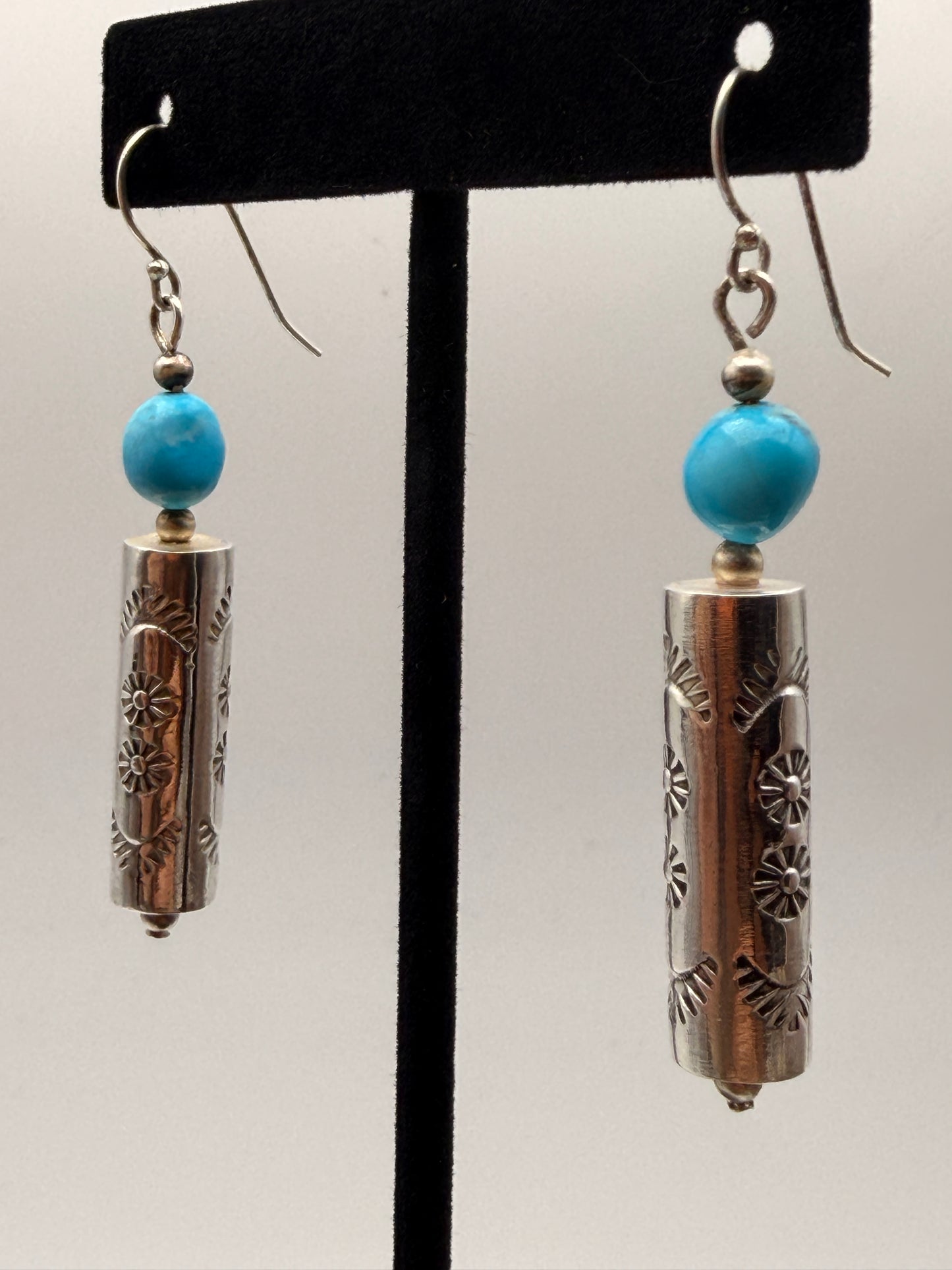 White Water Turquoise Spirit Whistle Dangle Earrings