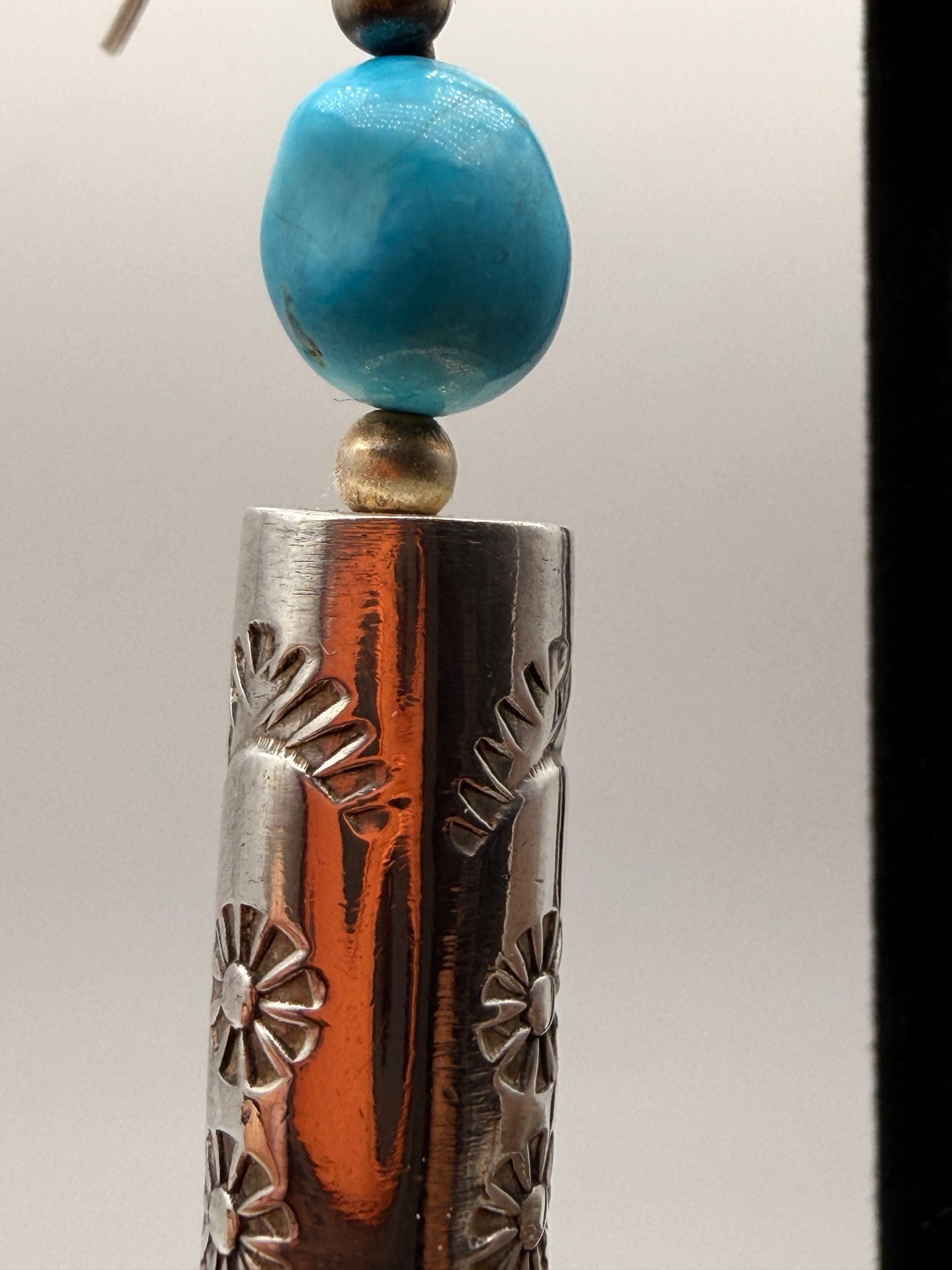 White Water Turquoise Spirit Whistle Dangle Earrings