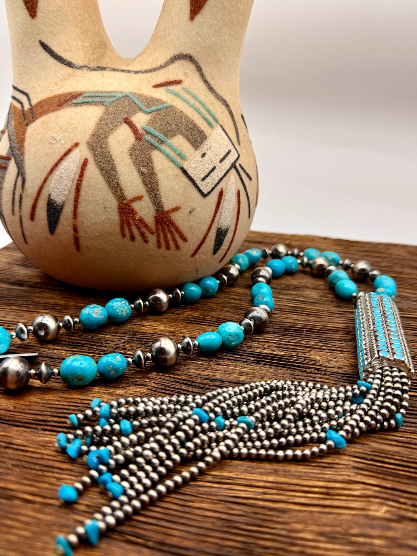 White Water Turquoise Nugget Lariat Necklace