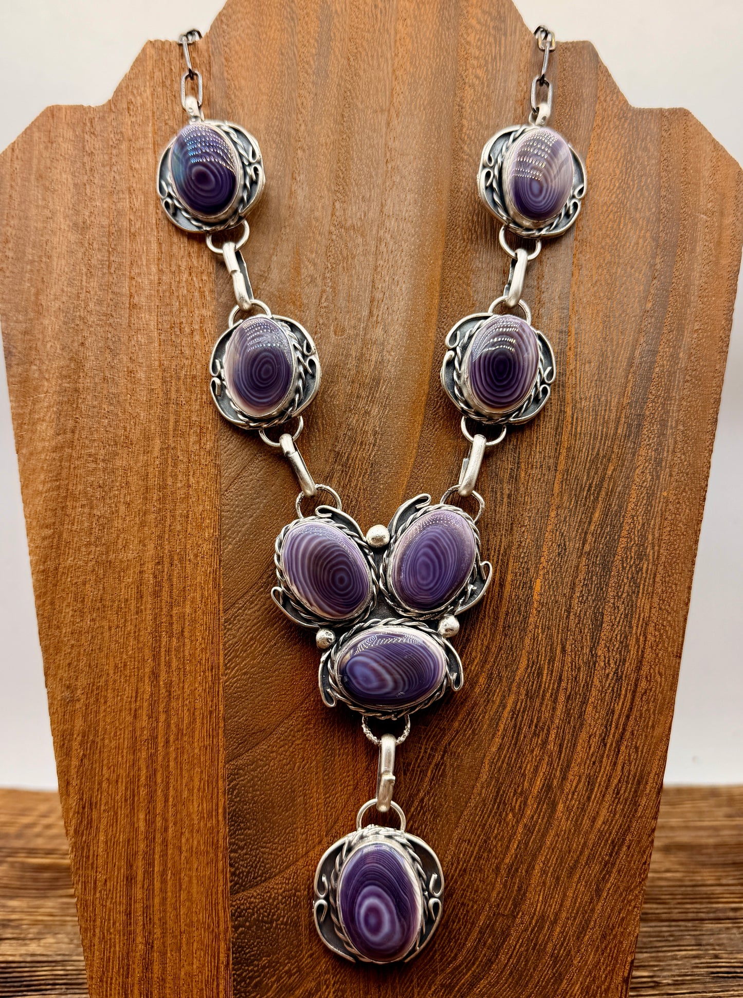 Wampum Shell Statement Lariat Necklace