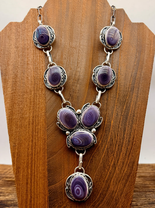 Wampum Shell Statement Lariat Necklace