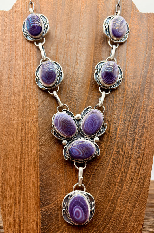 Wampum Shell Statement Lariat Necklace