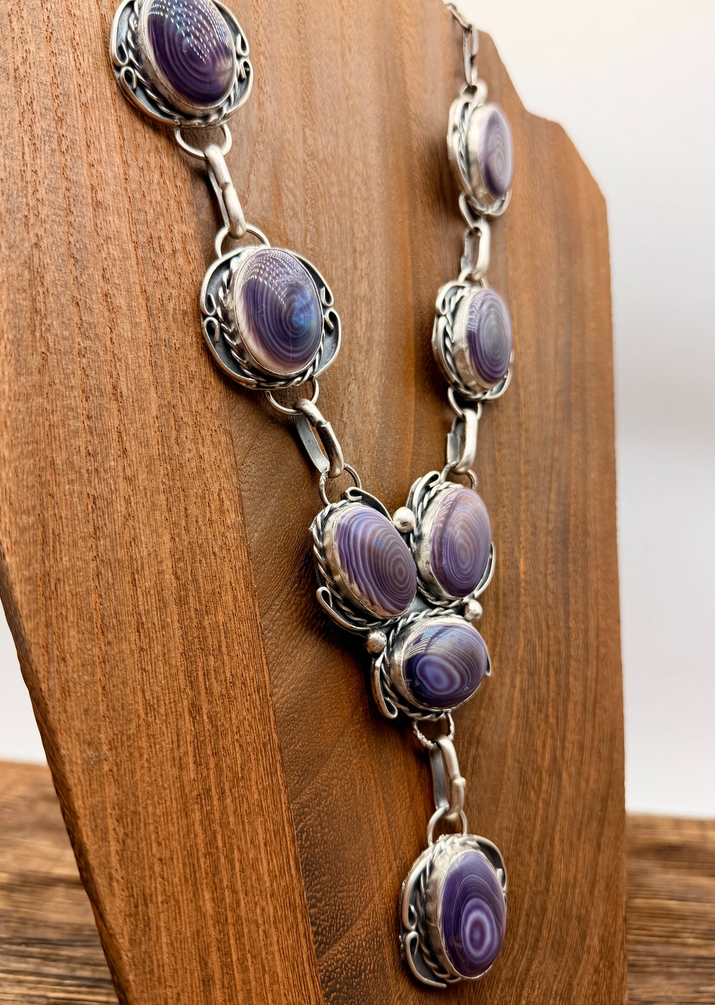Wampum Shell Statement Lariat Necklace