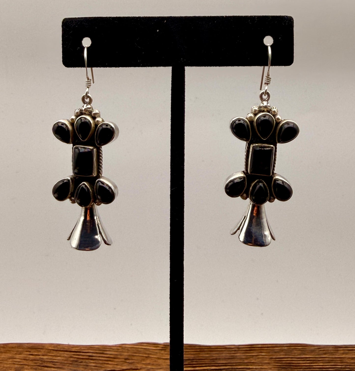 Black Onyx Bottle Brush Dangle Earrings