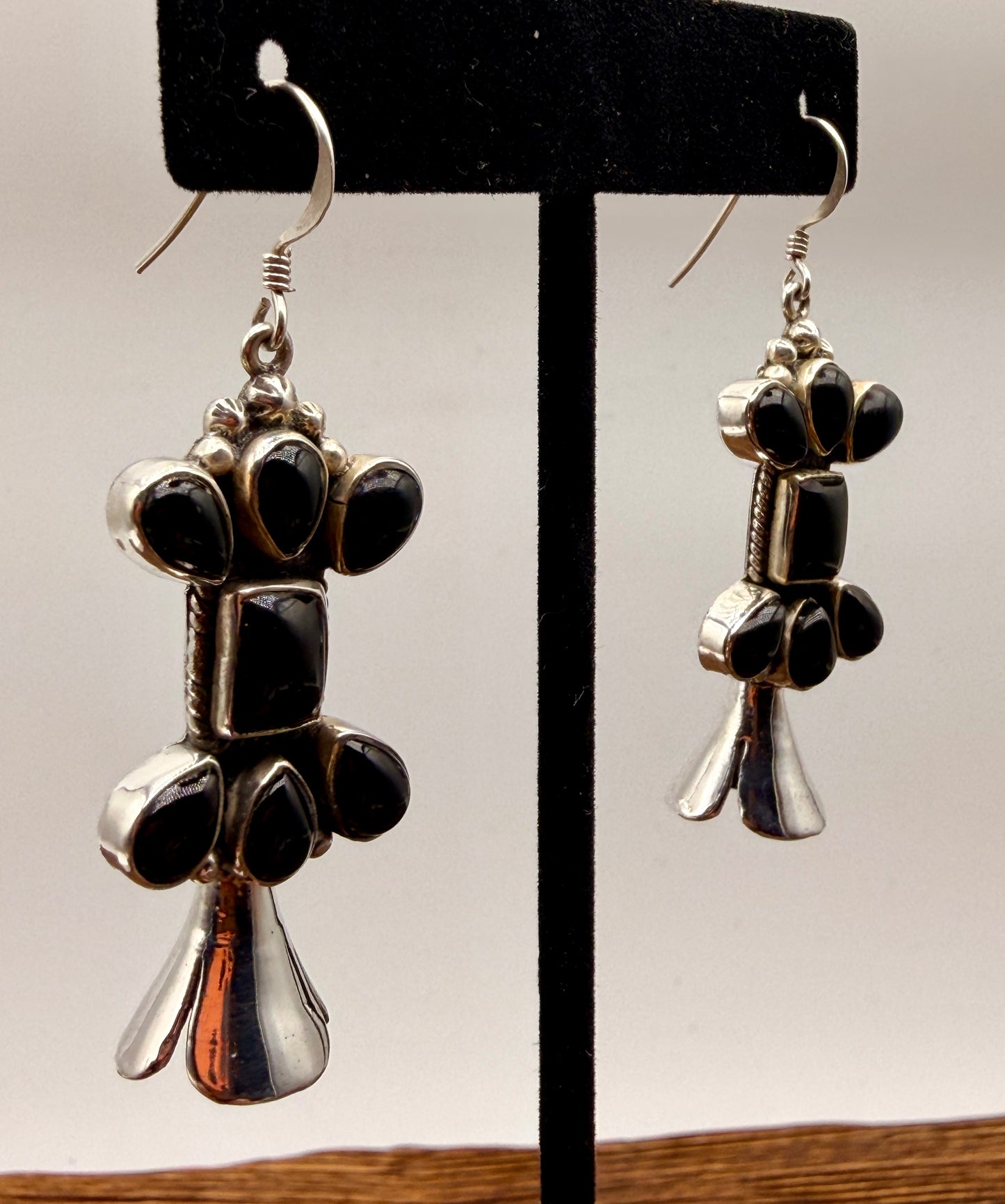 Black Onyx Bottle Brush Dangle Earrings