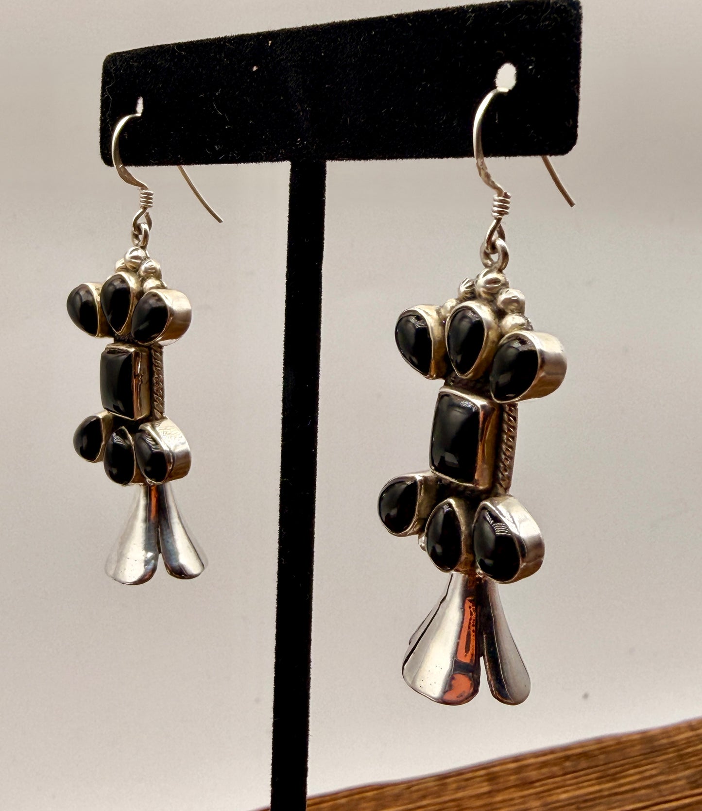 Black Onyx Bottle Brush Dangle Earrings
