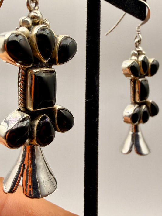 Black Onyx Bottle Brush Dangle Earrings