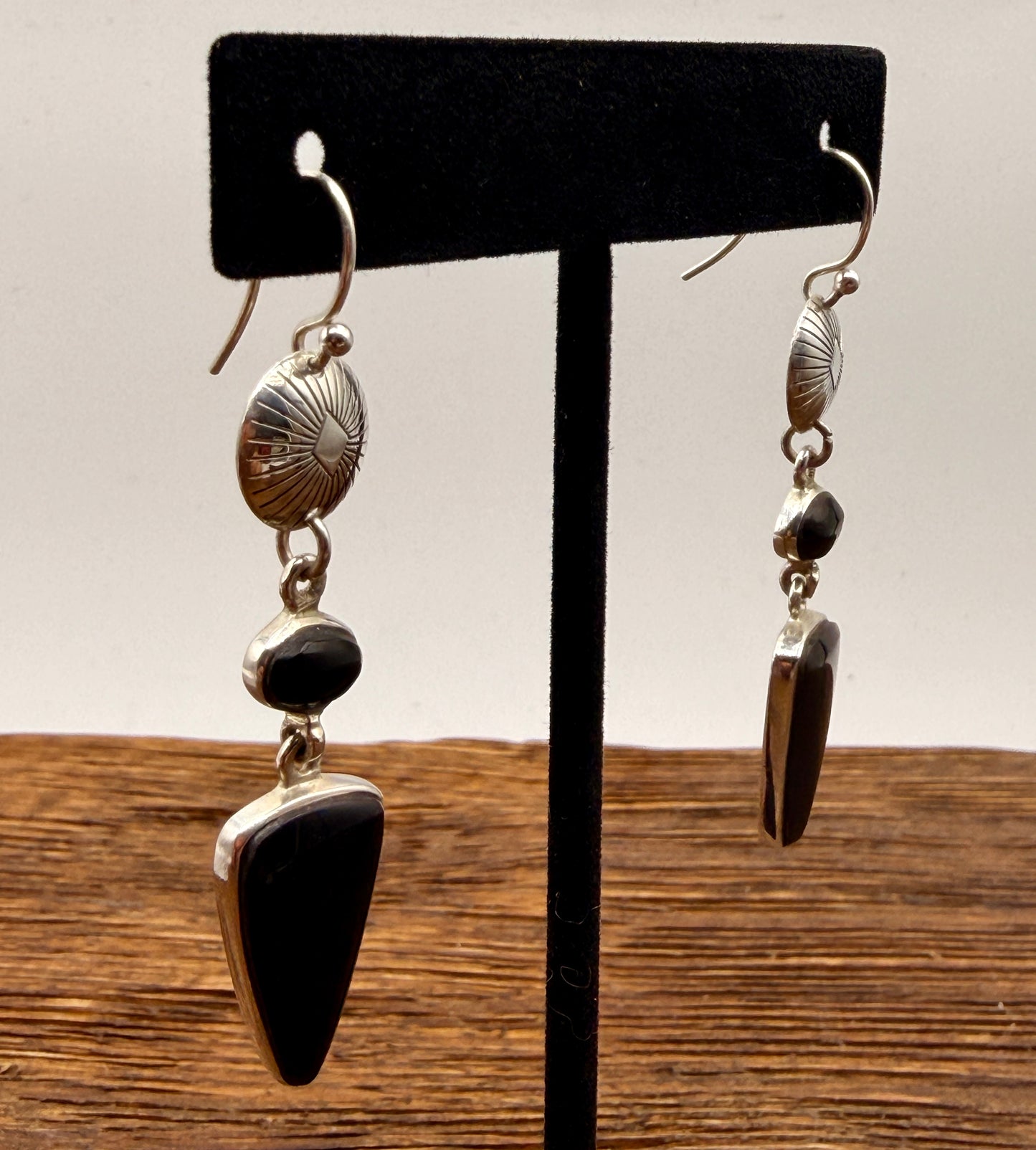 Black Onyx Conch Dangle Earrings