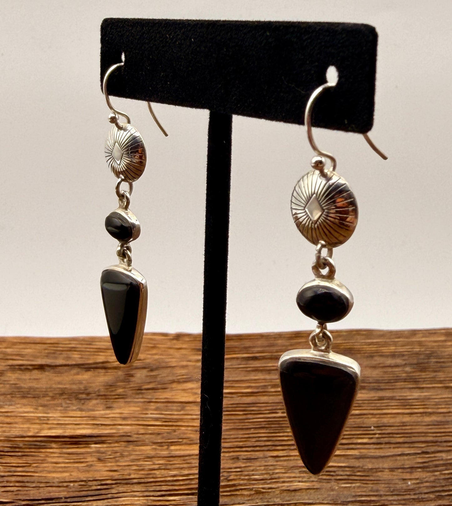 Black Onyx Conch Dangle Earrings