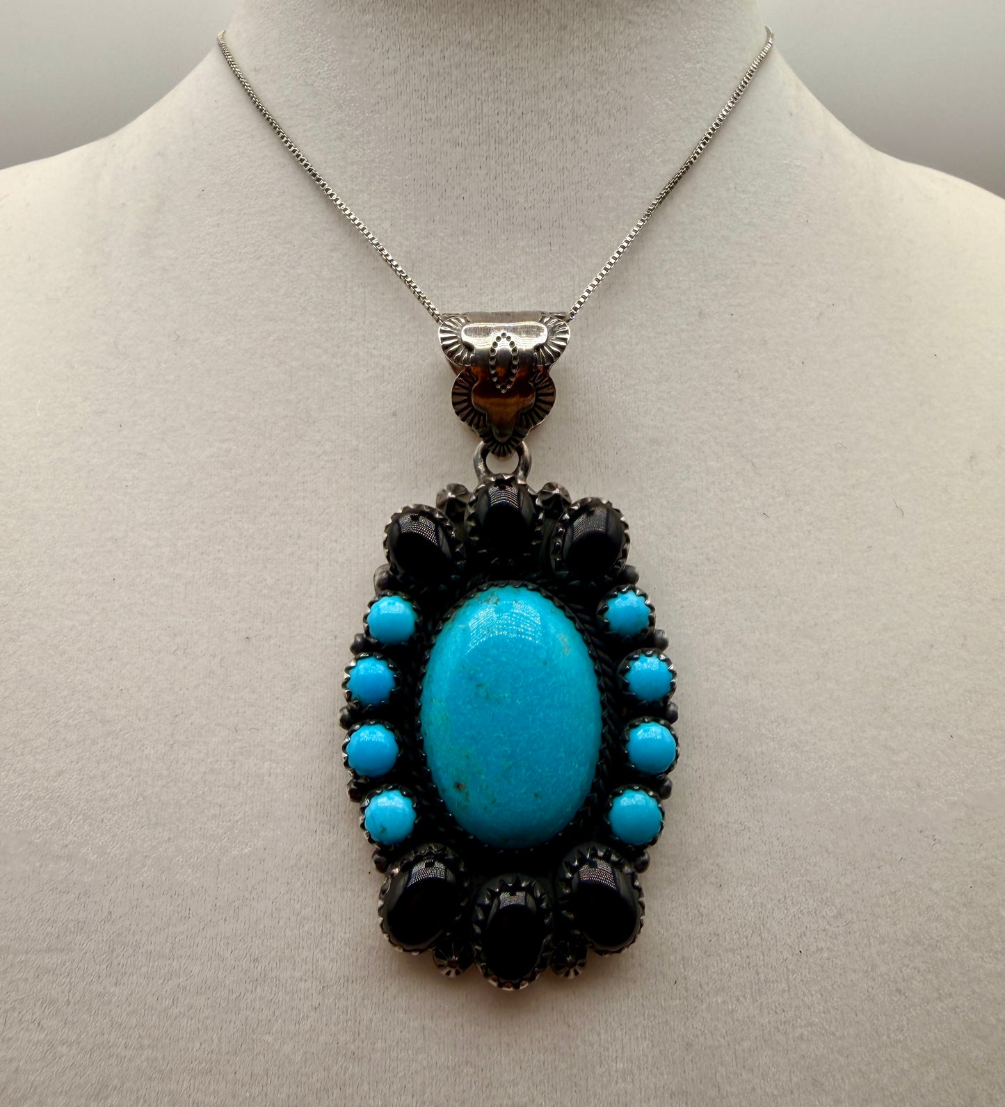 Black Onyx and Turquoise Pendant