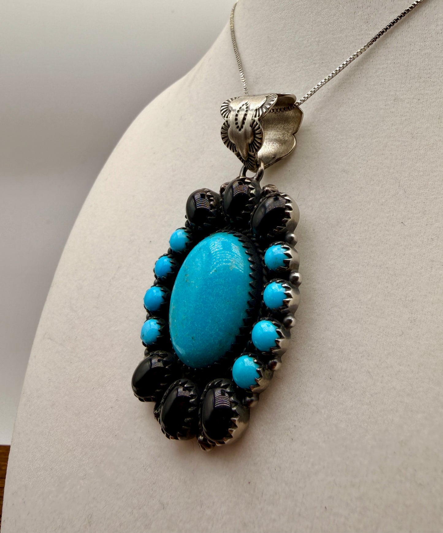 Black Onyx and Turquoise Pendant