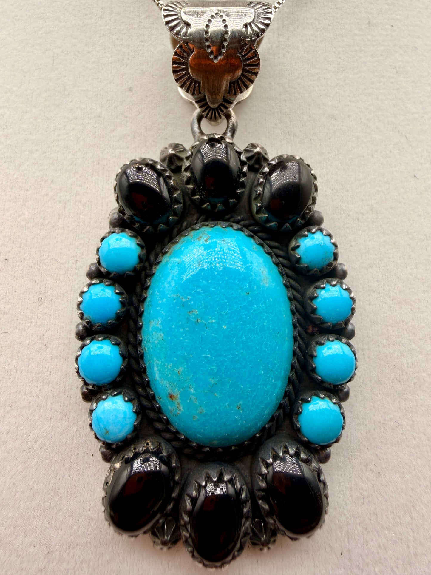 Black Onyx and Turquoise Pendant