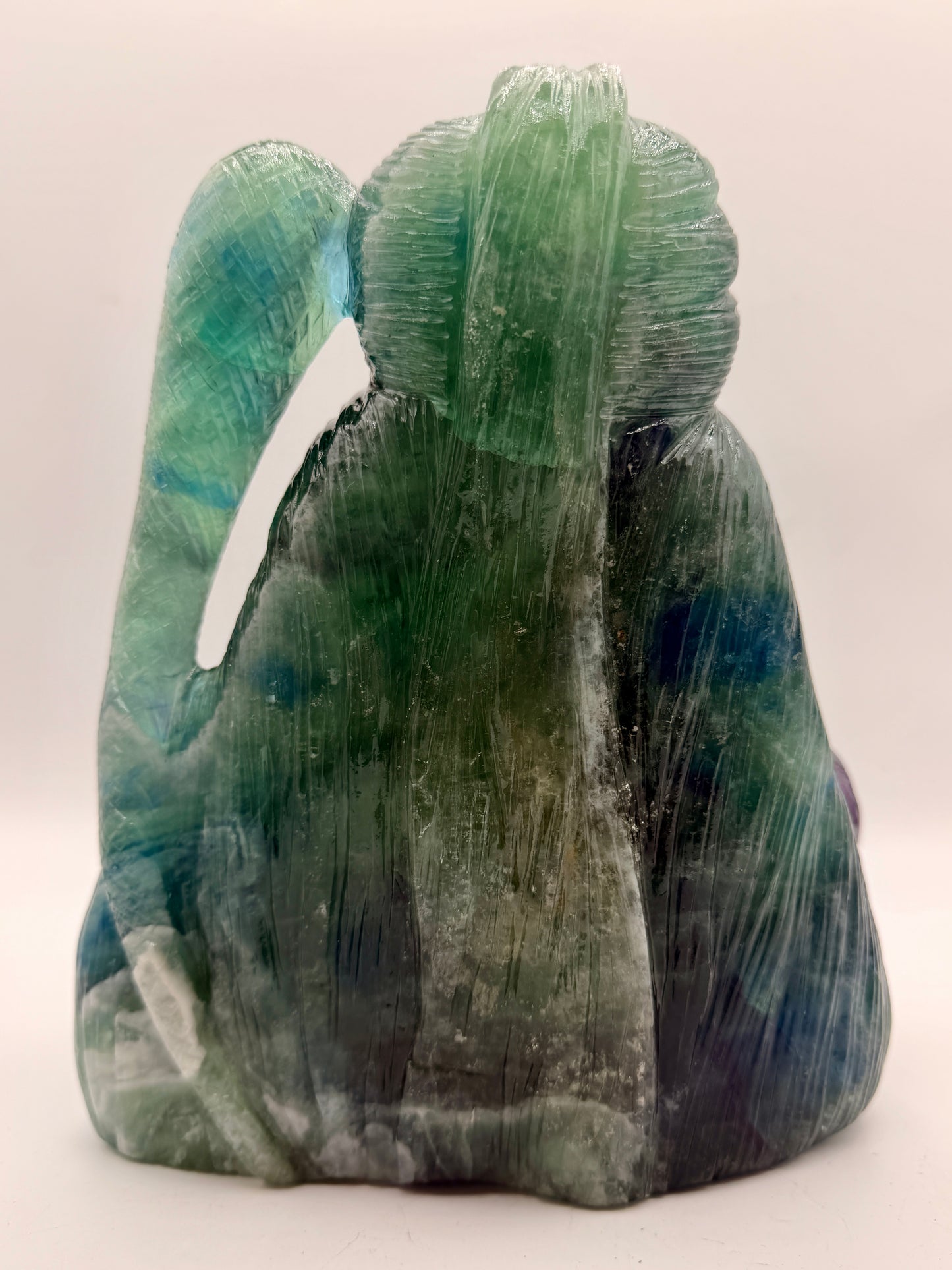 Rainbow Fluorite Crystal Carved Shiva Head Altar
