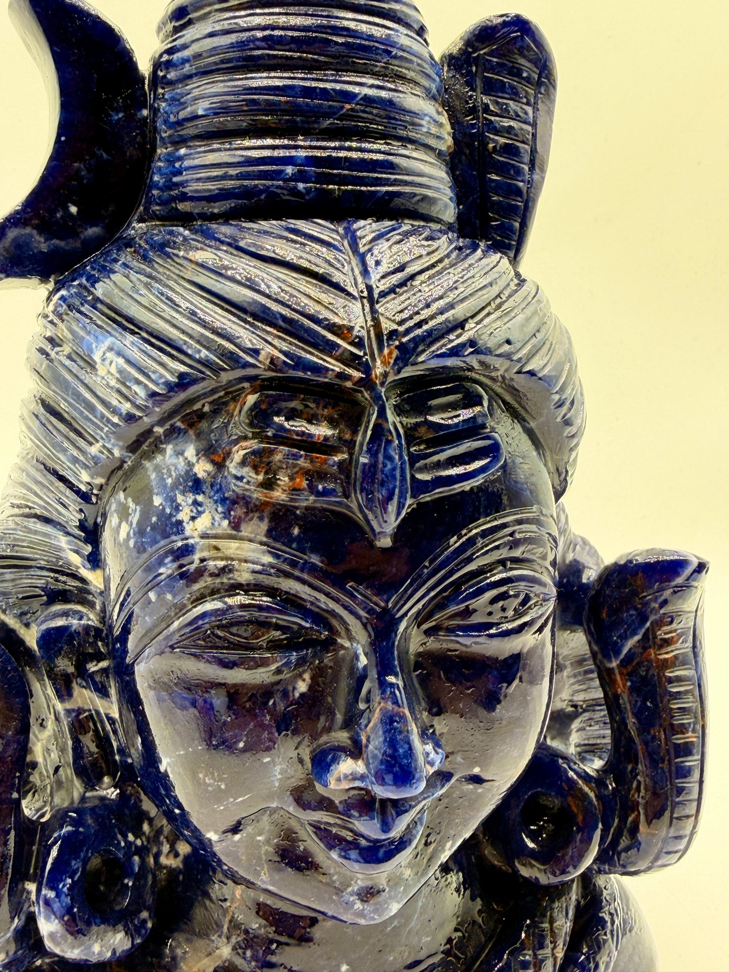 Sodalite Crystal carved Shiva Head Altar