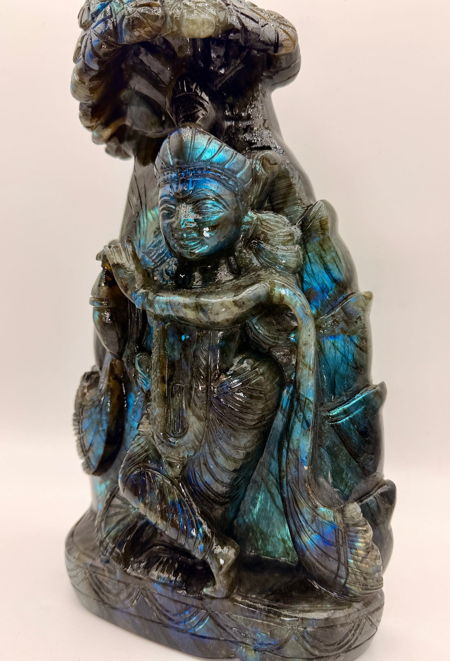 Labradorite Crystal Carved Krishna Altar