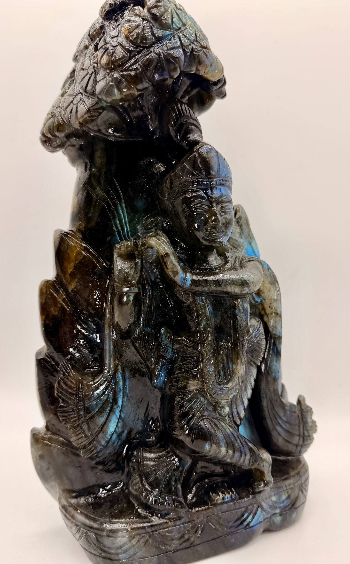 Labradorite Crystal Carved Krishna Altar