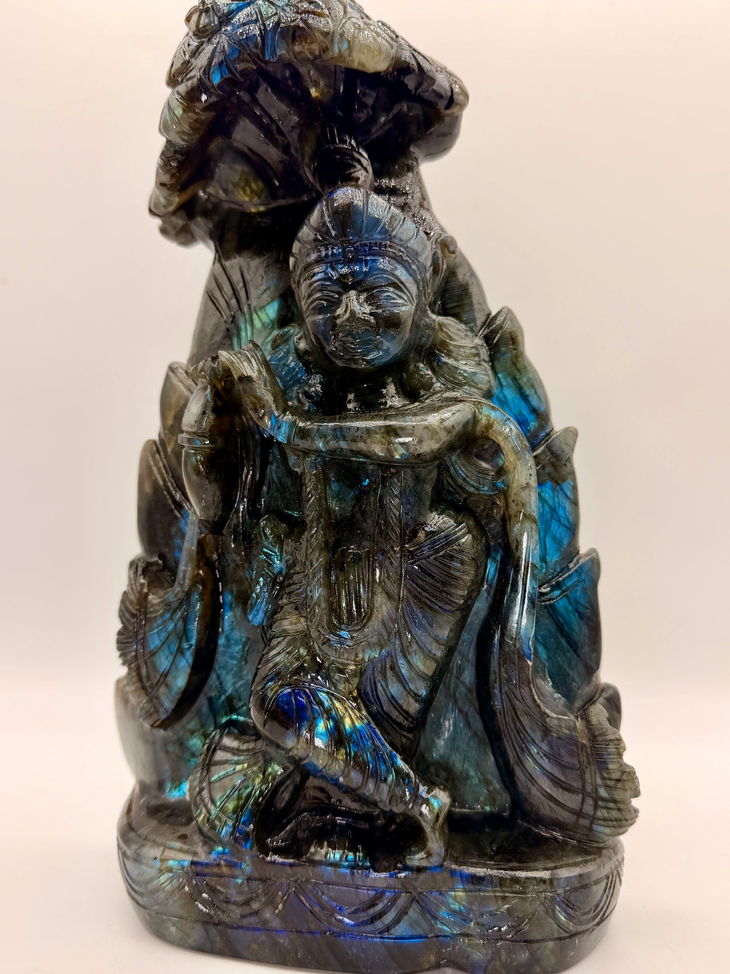 Labradorite Crystal Carved Krishna Altar