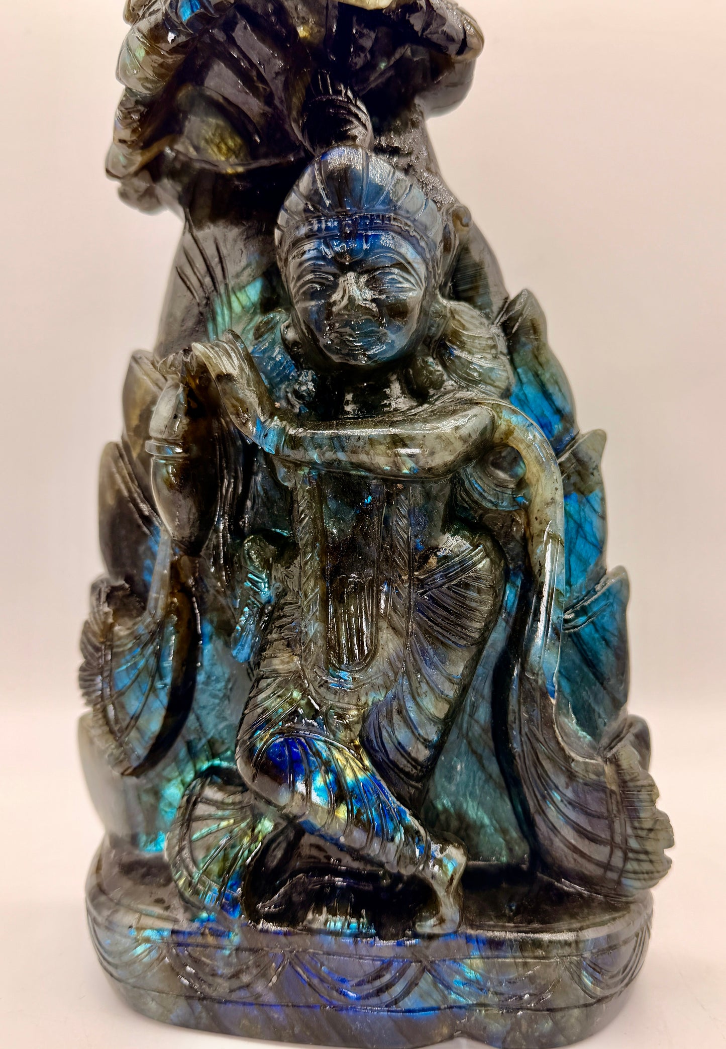 Labradorite Crystal Carved Krishna Altar