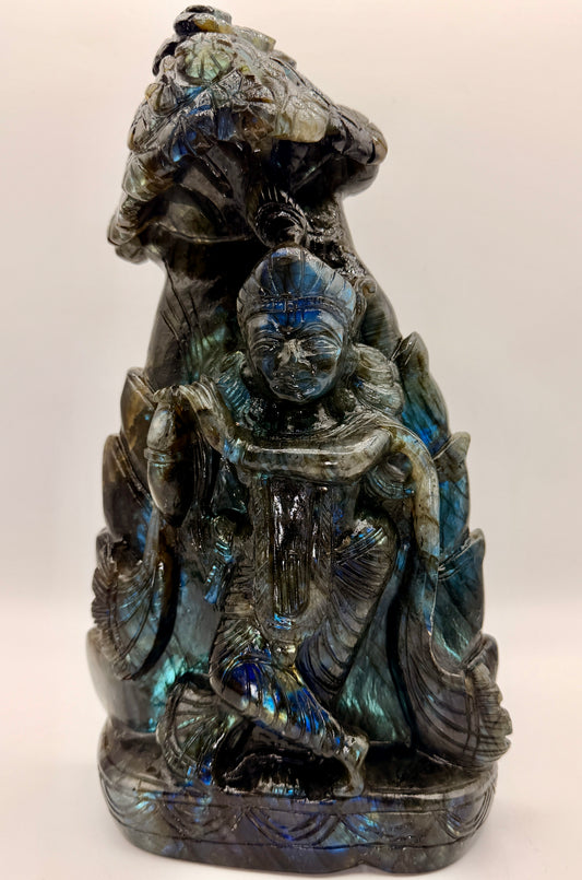 Labradorite Crystal Carved Krishna Altar