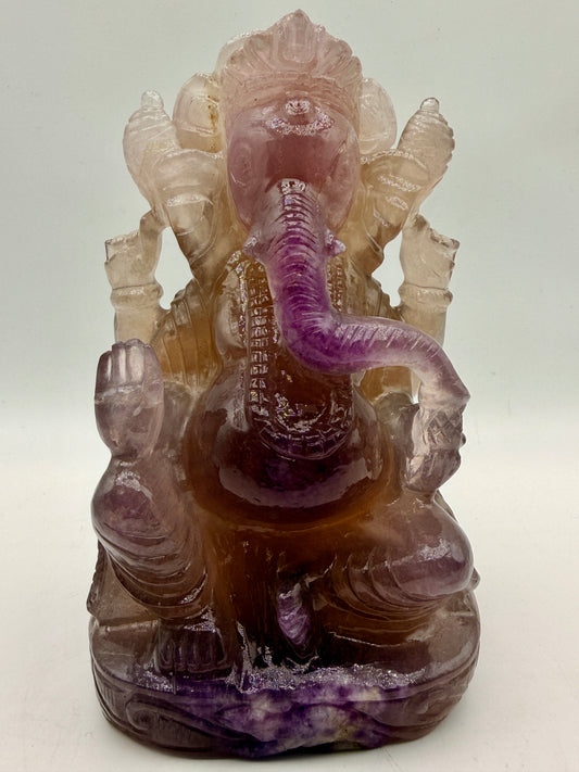 Pink & Purple Fluorite Crystal Ganesha Statue –  Altar