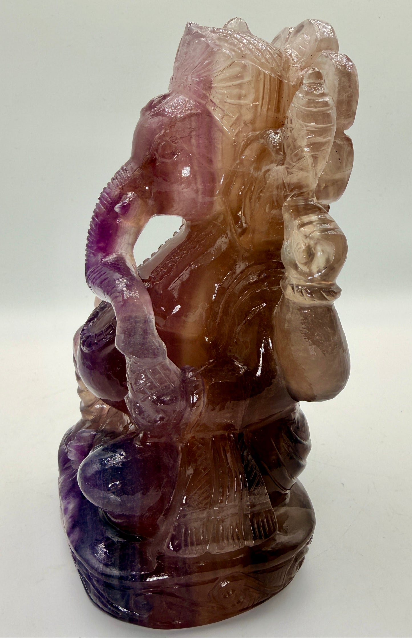 Pink and Purple Fluorite Ganesha Crystal carved altar