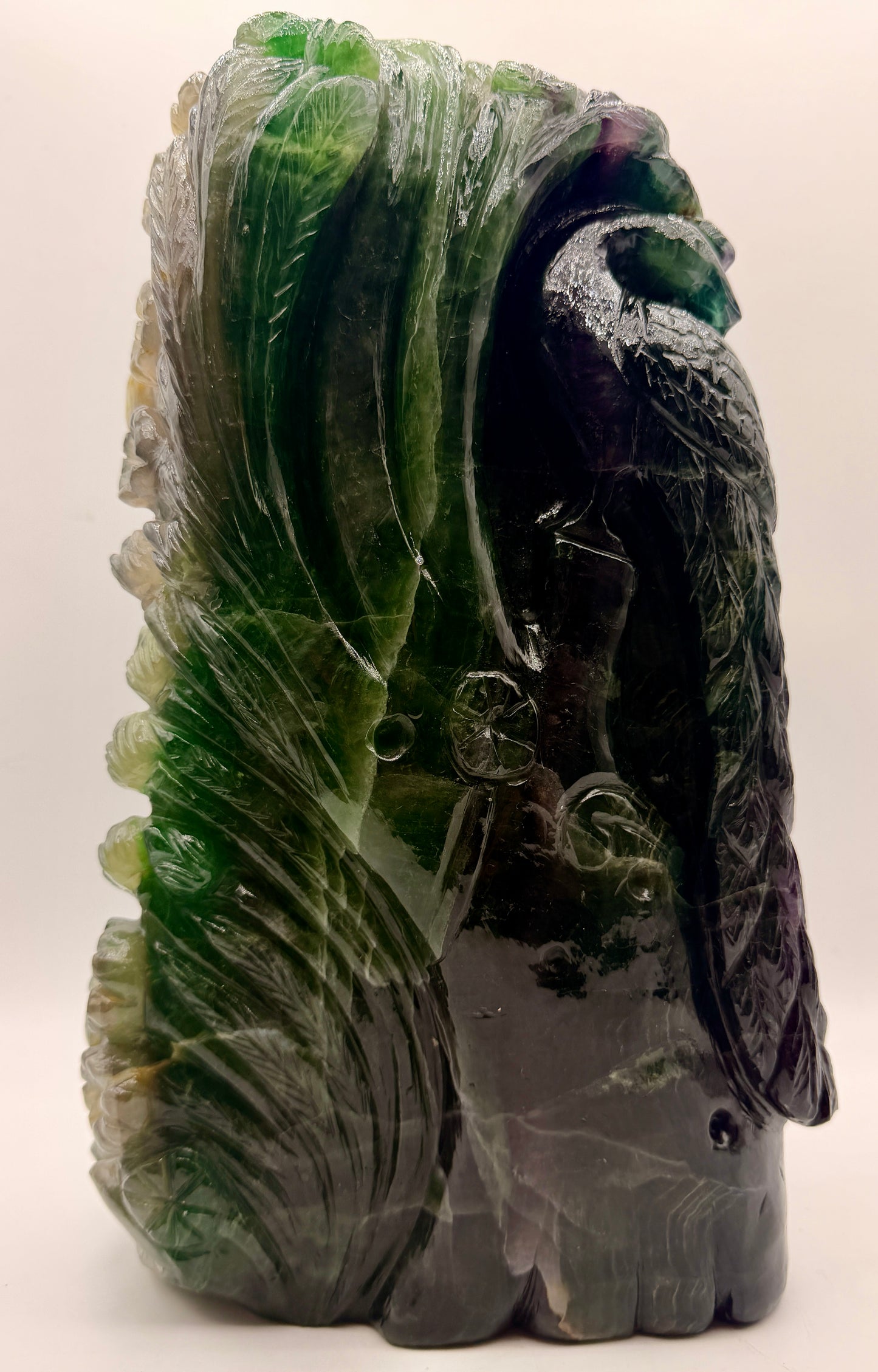 Giant Rainbow Fluorite Crystal Carved Ganesha Altar