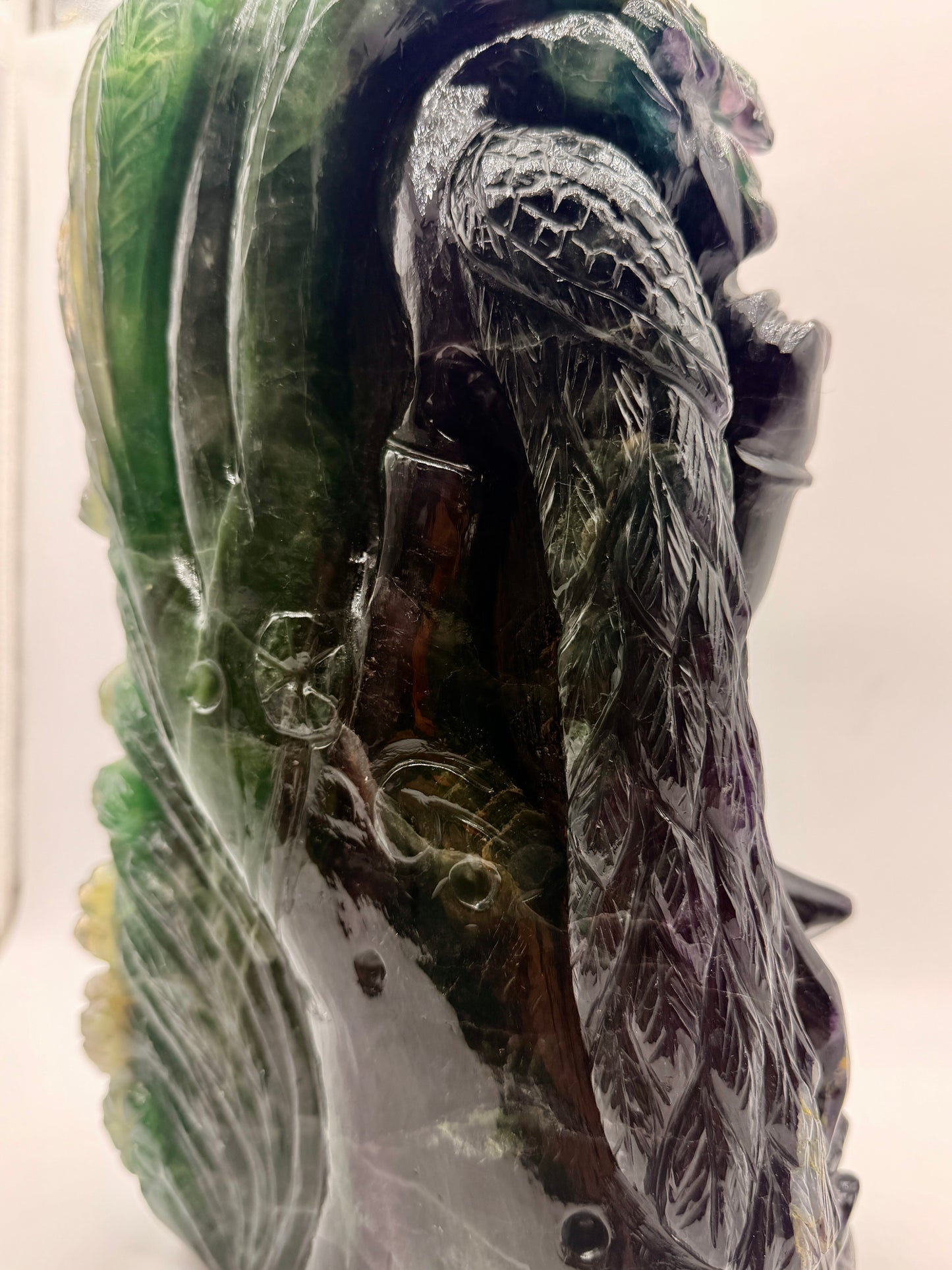 Giant Rainbow Fluorite Crystal Carved Ganesha Altar