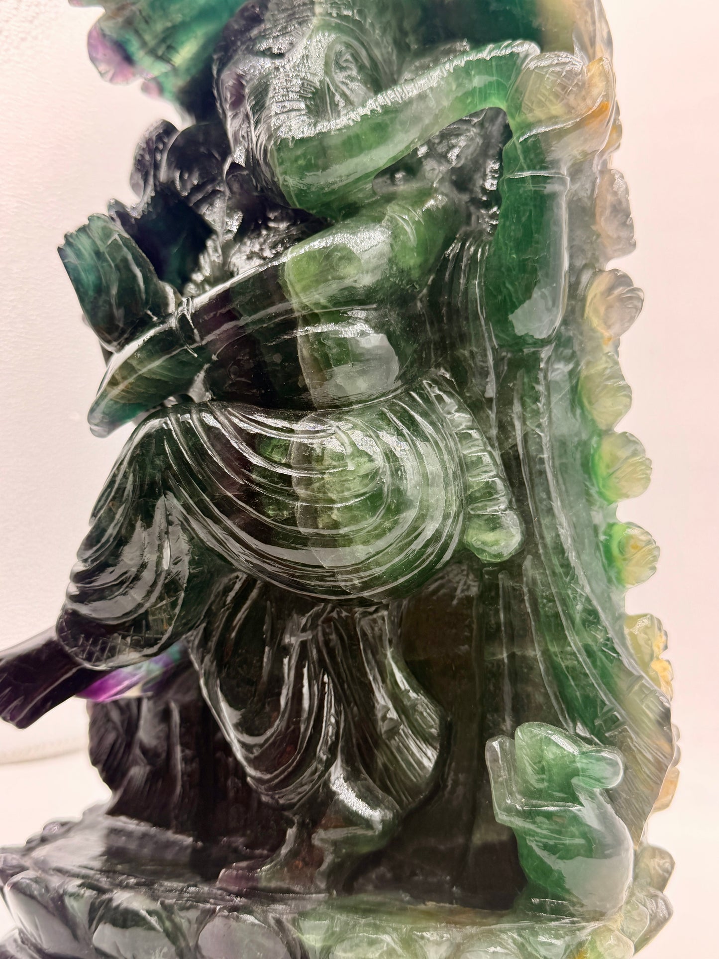 Giant Rainbow Fluorite Crystal Carved Ganesha Altar
