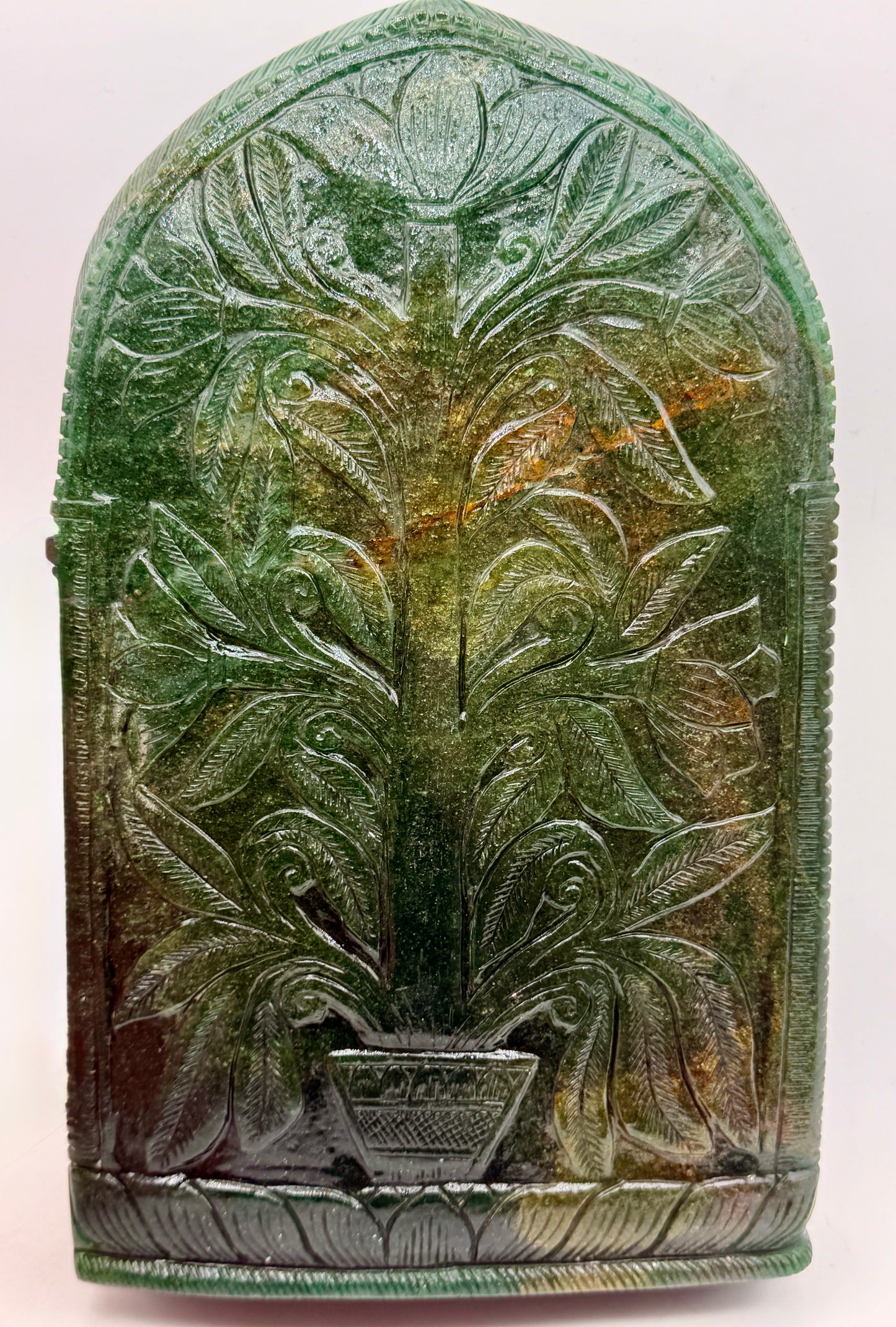 Green sparkling Aventurine carved Crystal Saraswati Altar