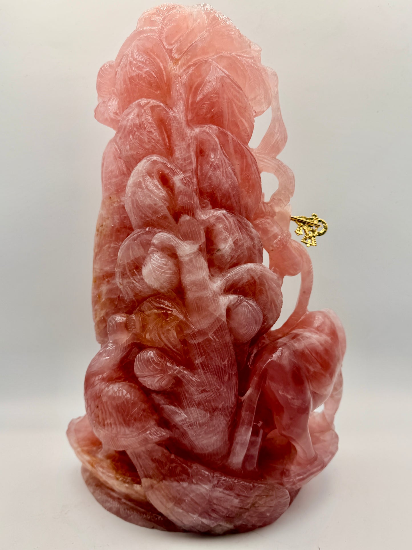 Rose Quartz Crystal carved Krishna and Radha Altar