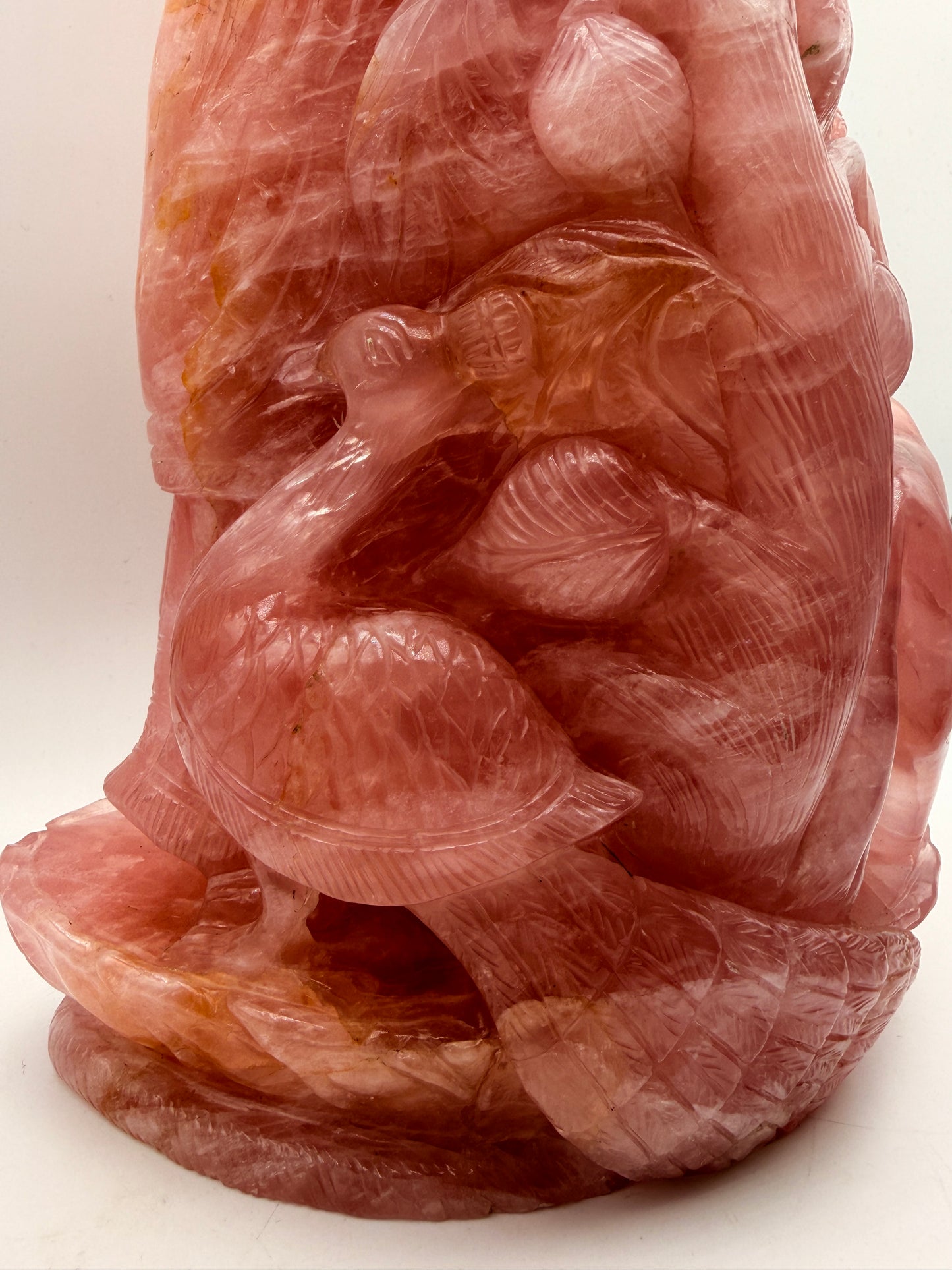 Rose Quartz Crystal carved Krishna and Radha Altar