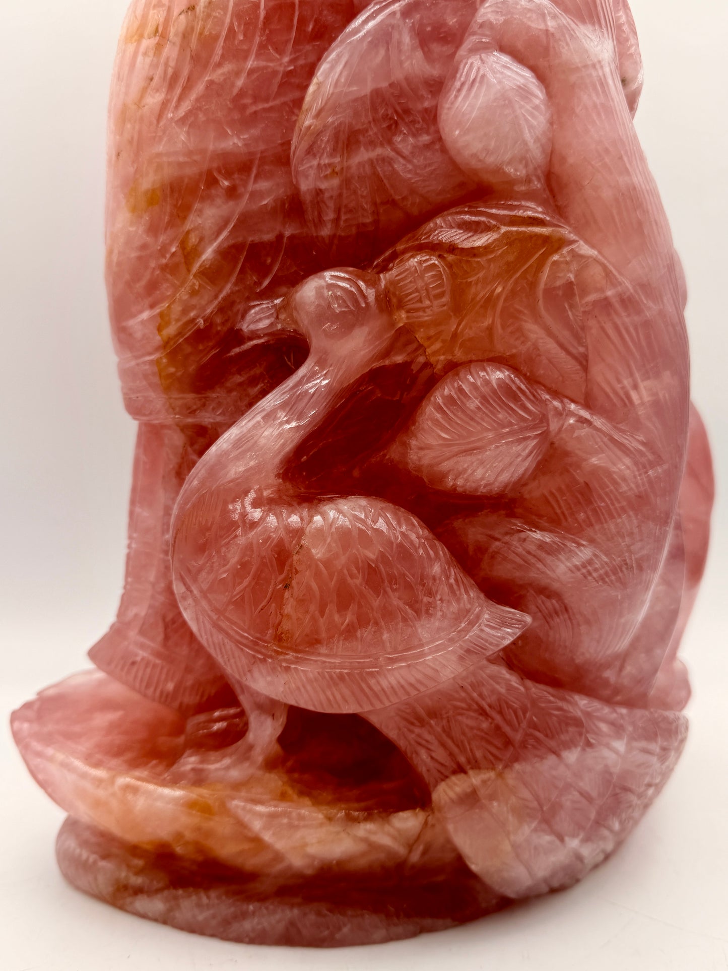 Rose Quartz Crystal carved Krishna and Radha Altar