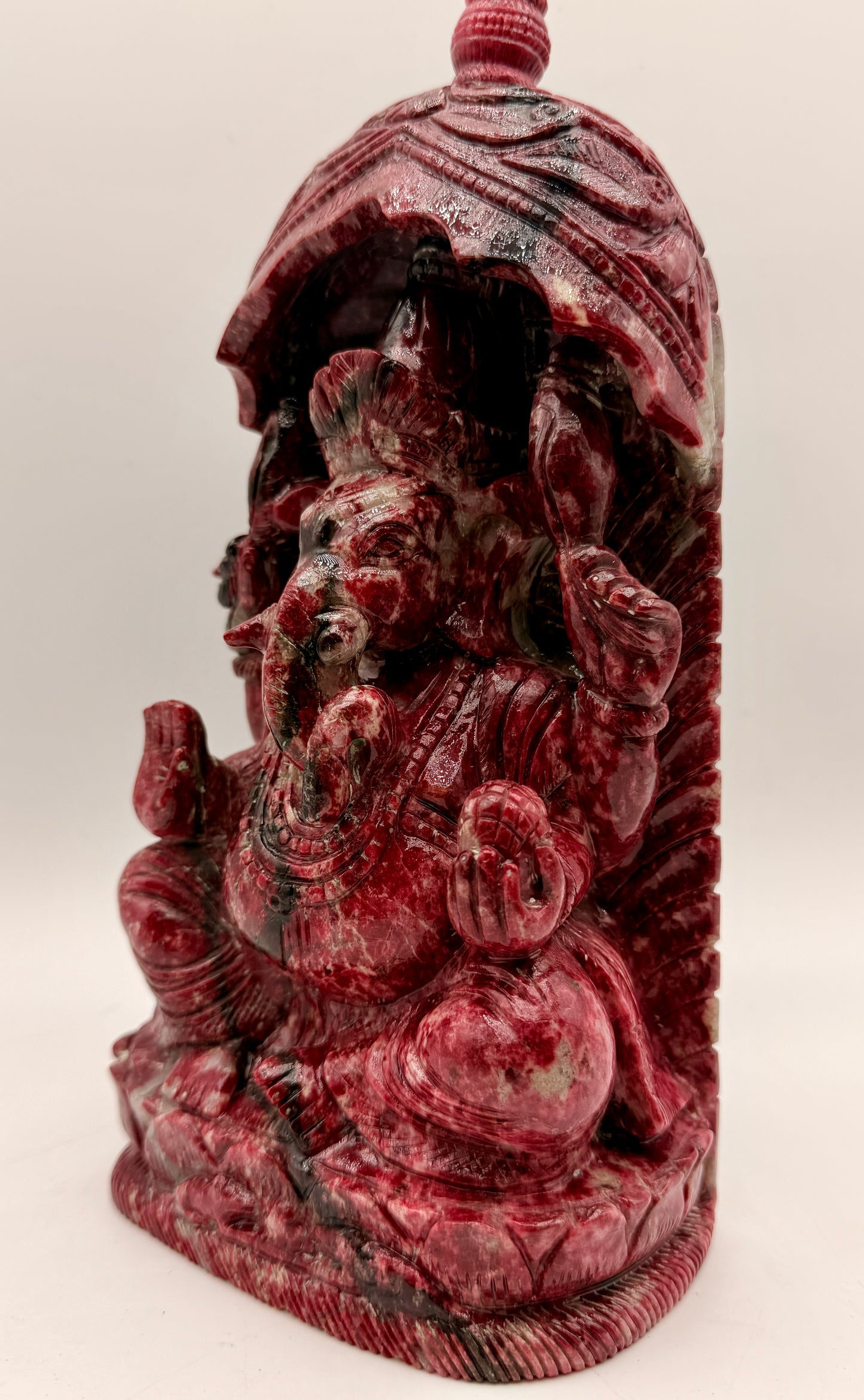 Thulite Crystal carved Temple of Ganesha Altar