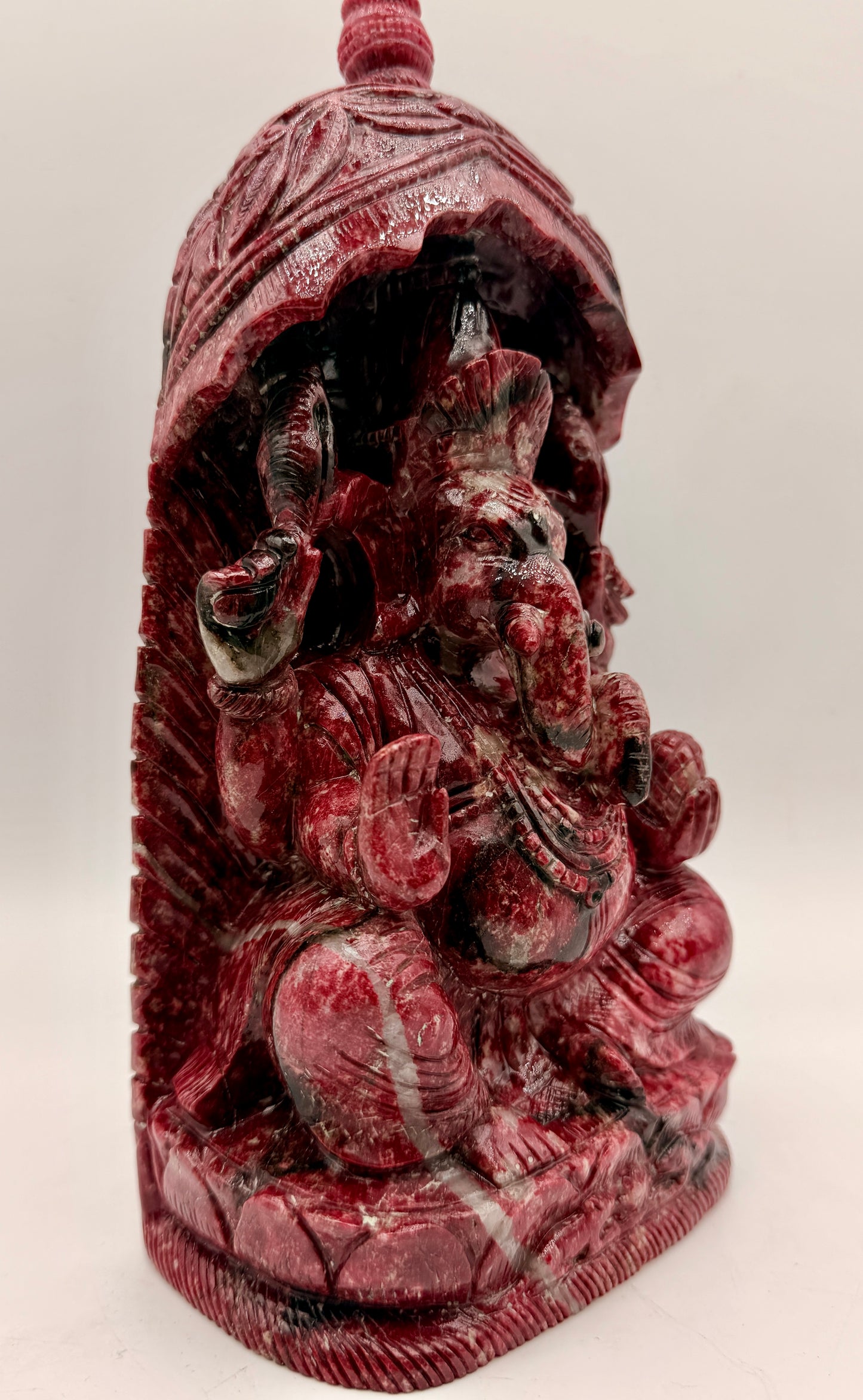 Thulite Crystal carved Temple of Ganesha Altar