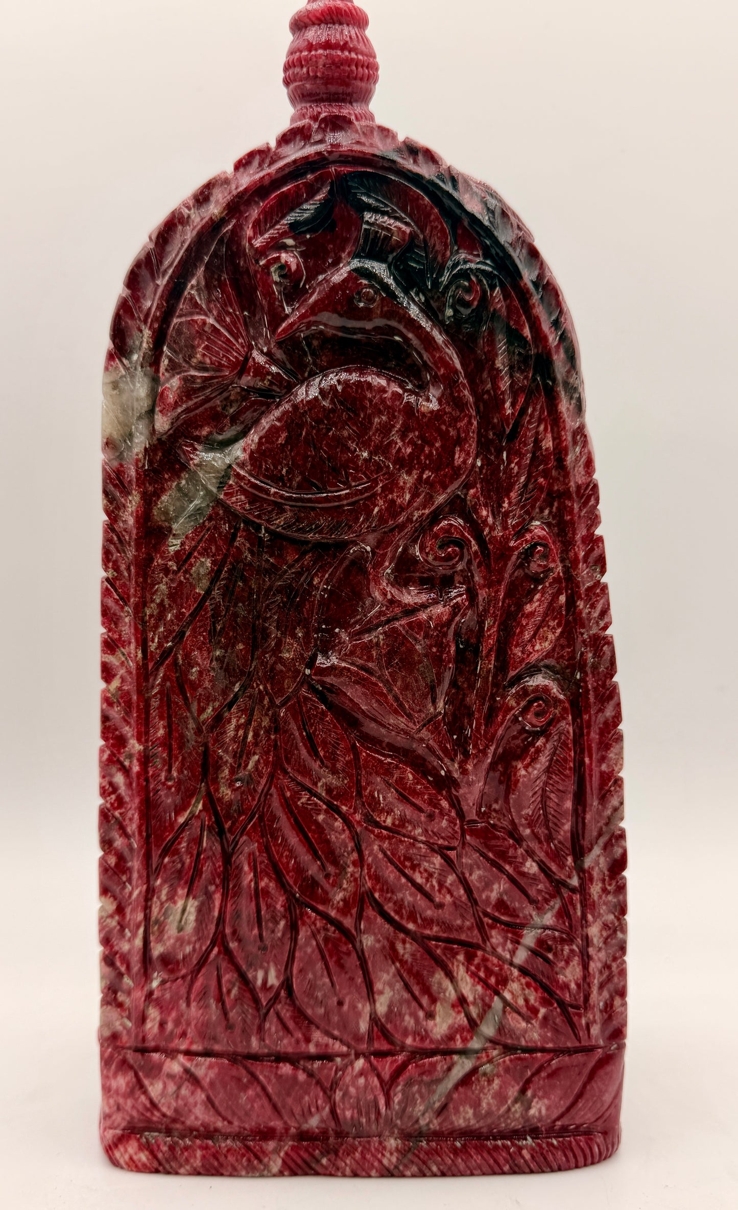 Thulite Crystal carved Temple of Ganesha Altar