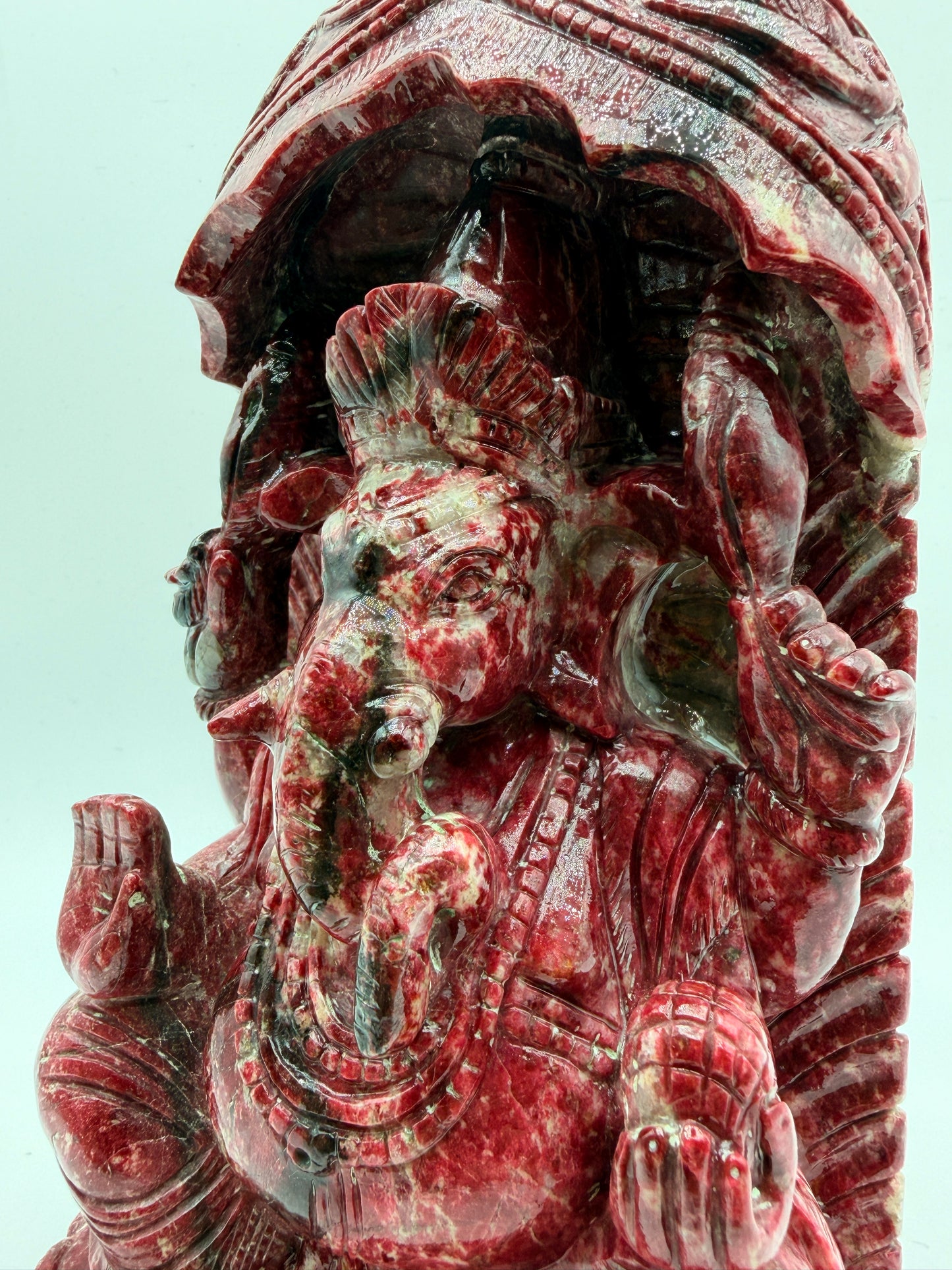 Thulite Crystal carved Temple of Ganesha Altar