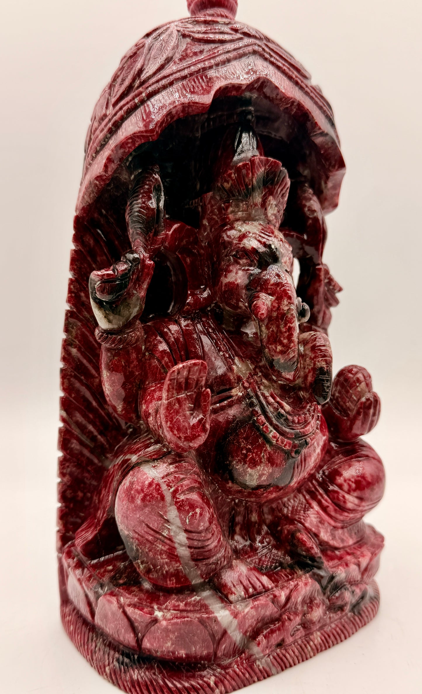 Thulite Crystal carved Temple of Ganesha Altar