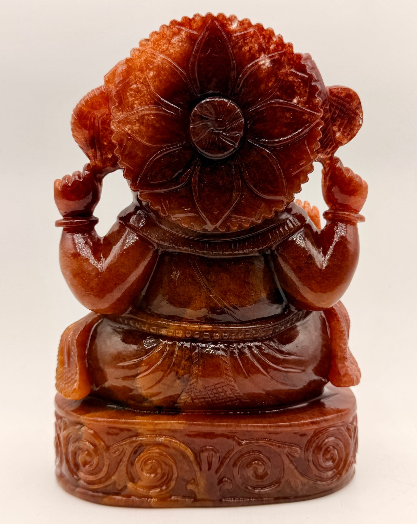 Red Azeztulite Quartz Crystal carved Ganesha Altar