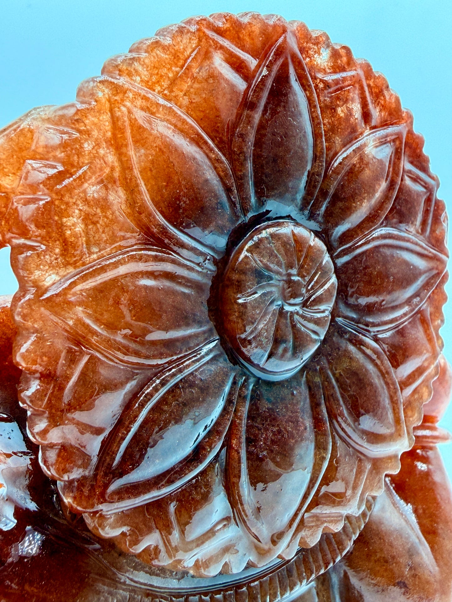 Red Azeztulite Quartz Crystal carved Ganesha Altar