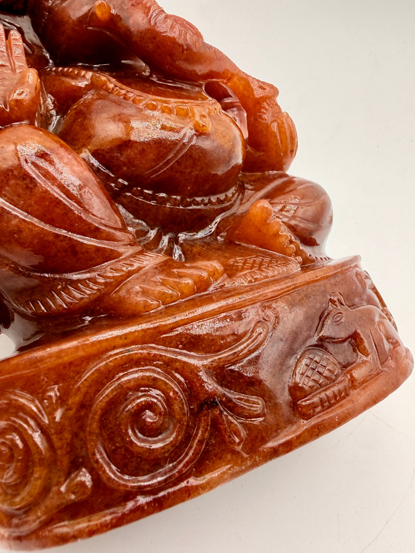 Red Azeztulite Quartz Crystal carved Ganesha Altar