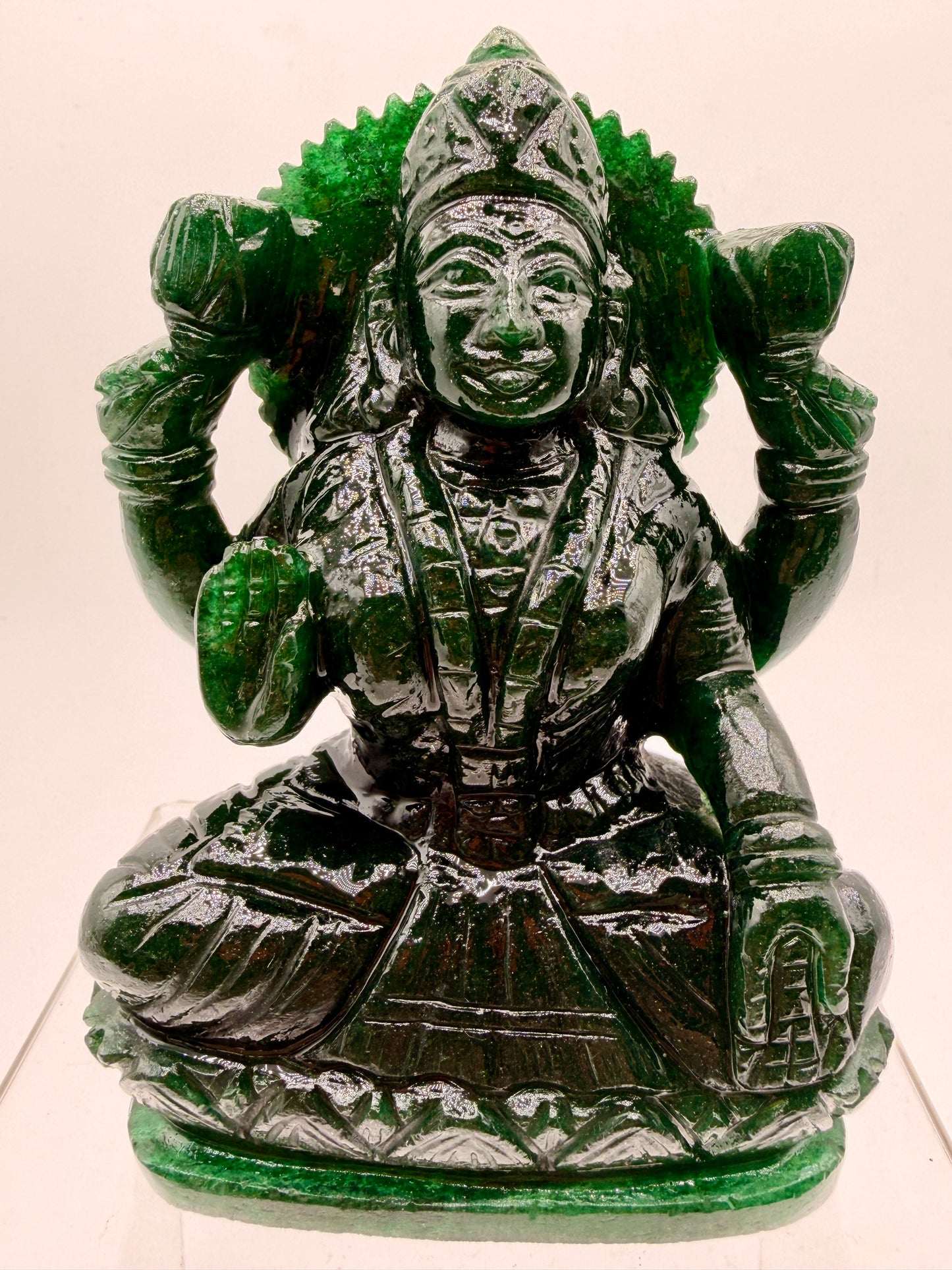 Green sparkling Aventurine Crystal carved Lakshmi Altar