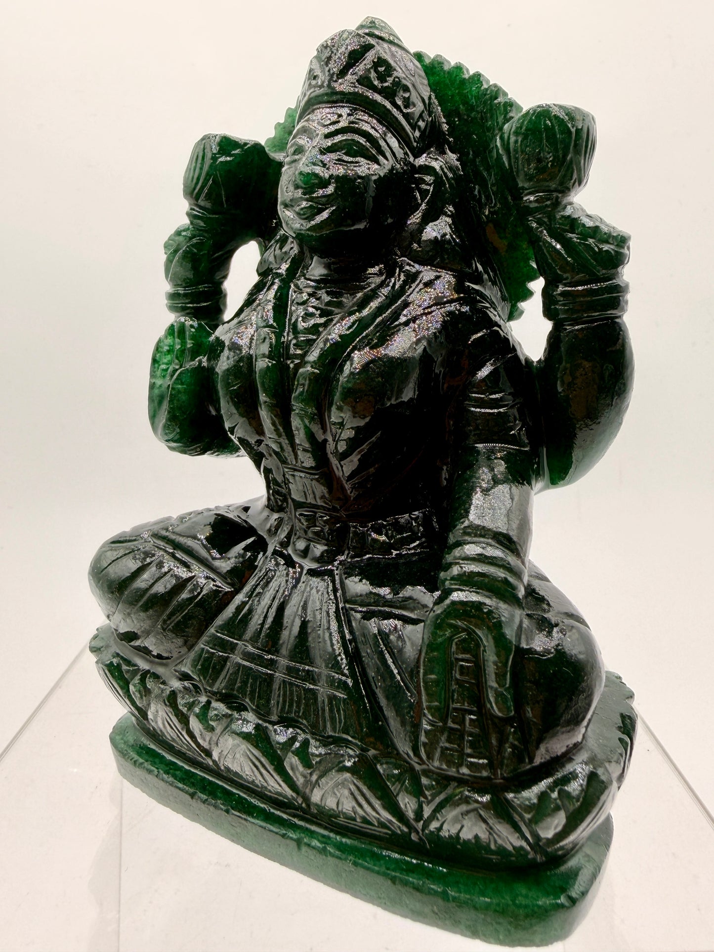 Green sparkling Aventurine Crystal carved Lakshmi Altar