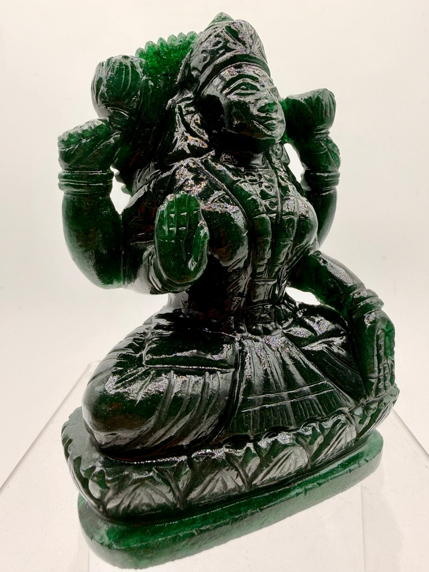 Green sparkling Aventurine Crystal carved Lakshmi Altar