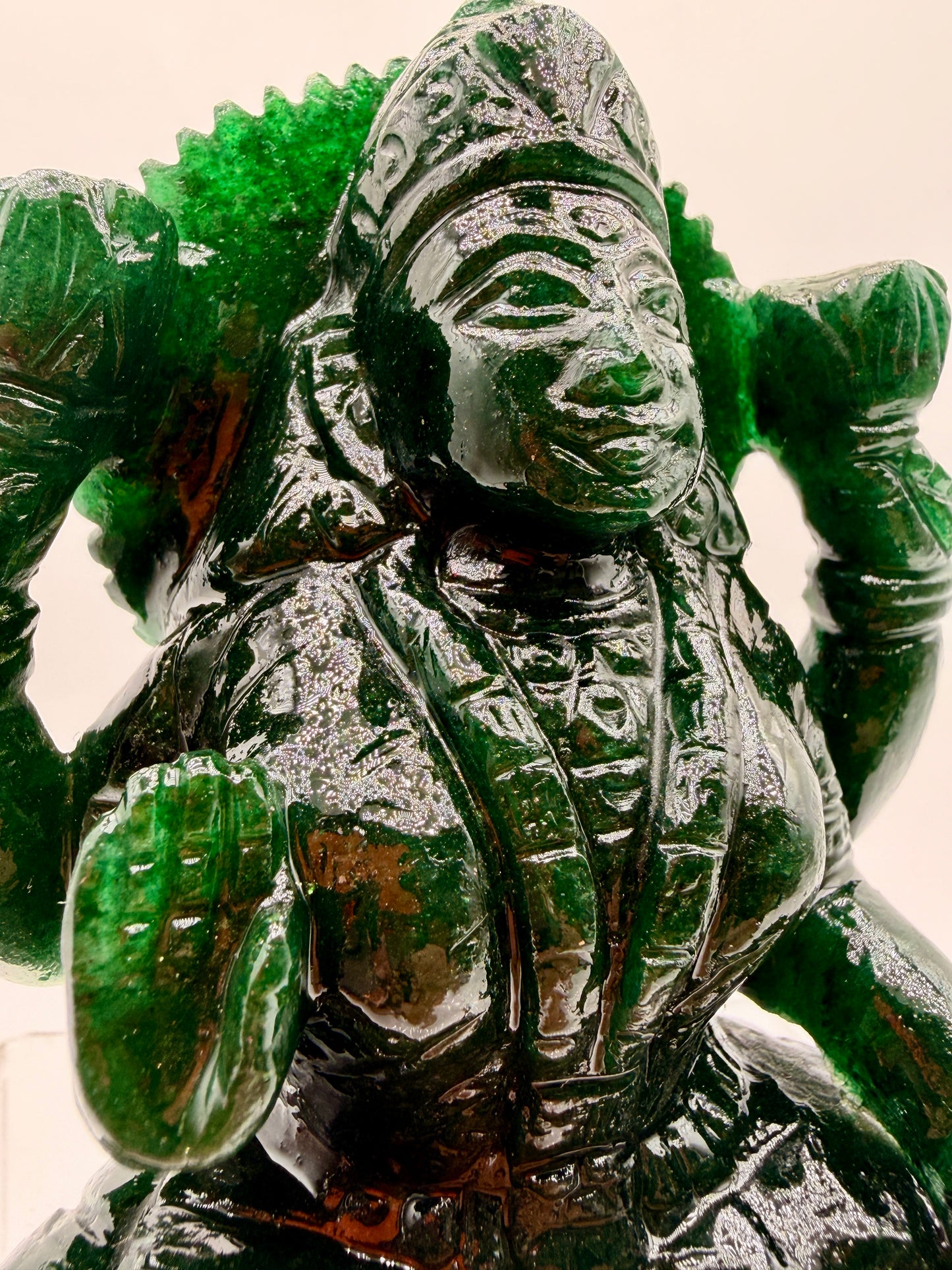 Green sparkling Aventurine Crystal carved Lakshmi Altar