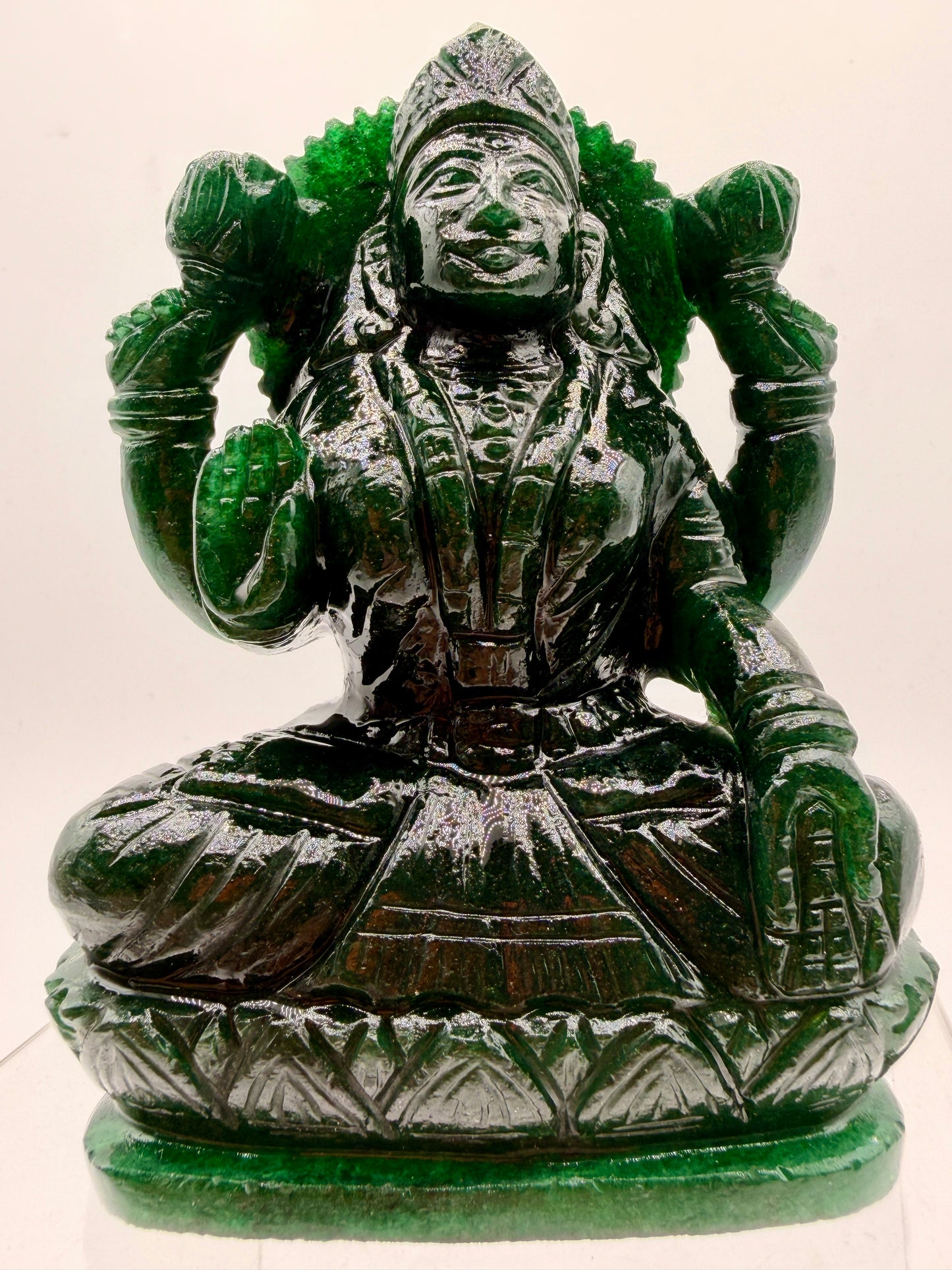Green sparkling Aventurine Crystal carved Lakshmi Altar