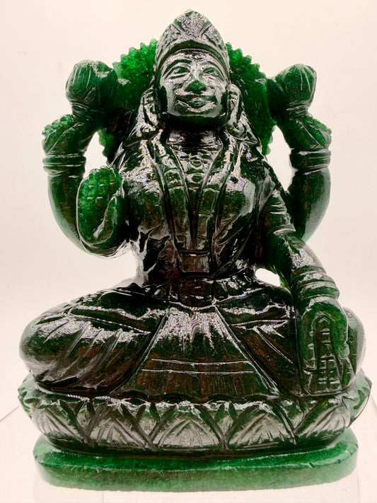 Green sparkling Aventurine Crystal carved Lakshmi Altar