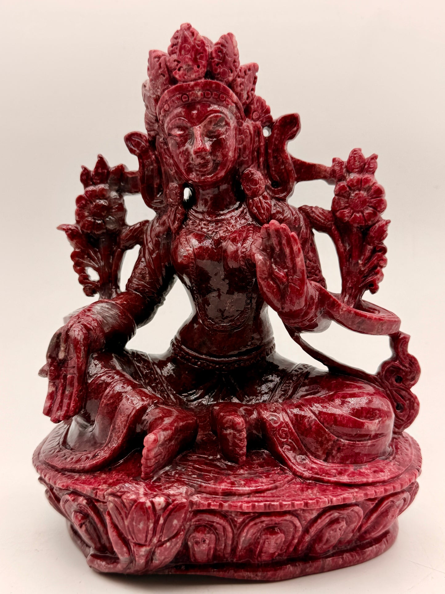 Thulite Crystal Carved Floating Tara Altar