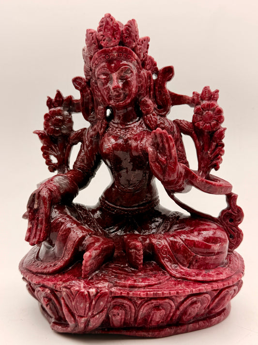 Thulite Crystal Carved Floating Tara Altar